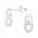 Silver Circle Links Ear Studs with Cubic Zirconia