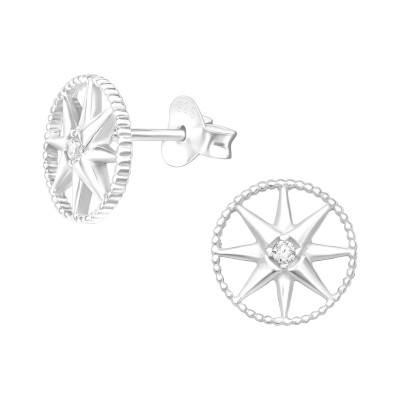 Silver Sparkling Star Ear Studs with Cubic Zirconia