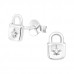 Silver Padlock Ear Studs with Cubic Zirconia