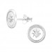 Silver Round Ear Studs with Cubic Zirconia