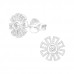 Silver Flower Ear Studs with Cubic Zirconia