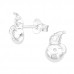 Silver Snowman Ear Studs with Cubic Zirconia