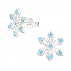 Silver Snowflake Ear Studs with Cubic Zirconia