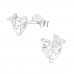 Silver Heart Ear Studs with Cubic Zirconia