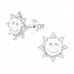 Silver Sun Ear Studs with Cubic Zirconia