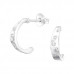 Silver Half Hoop Cubic Zirconia Ear Studs