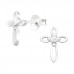 Silver Cross Ear Studs with Cubic Zirconia