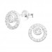 Silver Circle Ear Studs with Cubic Zirconia