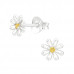 Silver Flower Ear Studs with Cubic Zirconia