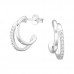 Silver Half Hoop Ear Studs with Cubic Zirconia