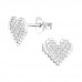 Silver Pixel Heart Ear Studs with Cubic Zirconia