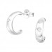 Silver Half Hoop Ear Studs with Cubic Zirconia