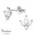 Leaves Sterling Silver Ear Studs with Cubic Zirconia