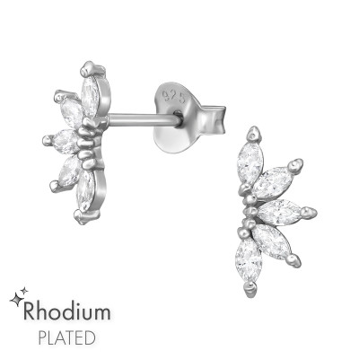 Marquise Sterling Silver Ear Studs with Cubic Zirconia