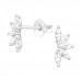 Silver Leaves Ear Studs with Cubic Zirconia