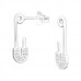 Silver Pin Half Hoop Ear Studs with Cubic Zirconia