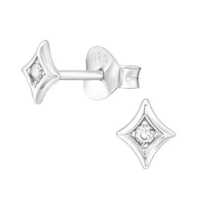 Silver Sparkle Ear Studs with Cubic Zirconia