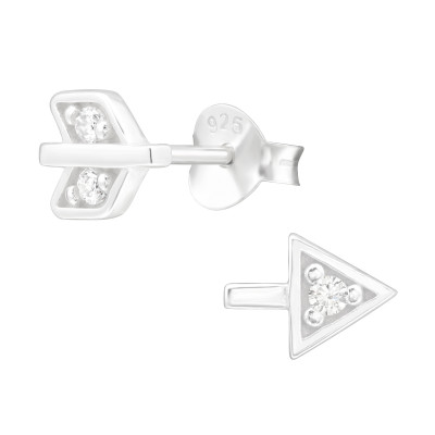 Silver Arrow Ear Studs with Cubic Zirconia