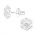 Silver Hexagon Ear Studs with Cubic Zirconia