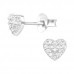 Silver Heart Ear Studs with Cubic Zirconia