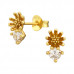 Silver Flower Ear Studs with Cubic Zirconia