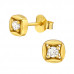 Silver Round Ear Studs with Cubic Zirconia