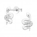 Silver Snake Ear Studs with Cubic Zirconia