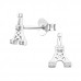 Silver Eiffel Tower Ear Studs with Cubic Zirconia