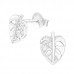 Silver Leaf Ear Studs with Cubic Zirconia