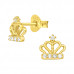 Silver Crown Ear Studs with Cubic Zirconia