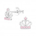 Silver Crown Ear Studs with Cubic Zirconia