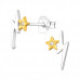 Silver Lightning Bolt Ear Studs with Cubic Zirconia