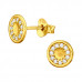 Silver Round Ear Studs with Cubic Zirconia