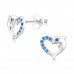 Silver Dolphin and Heart Ear Studs with Cubic Zirconia