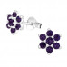 Silver Flower Ear Studs with Cubic Zirconia