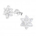 Silver Flower Ear Studs with Cubic Zirconia