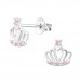 Silver Crown Ear Studs with Cubic Zirconia