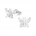 Silver Butterfly Ear Studs with Cubic Zirconia