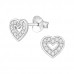 Heart Sterling Silver Ear Studs with Cubic Zirconia