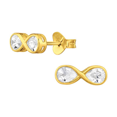 Infinity Sterling Silver Ear Studs with Cubic Zirconia