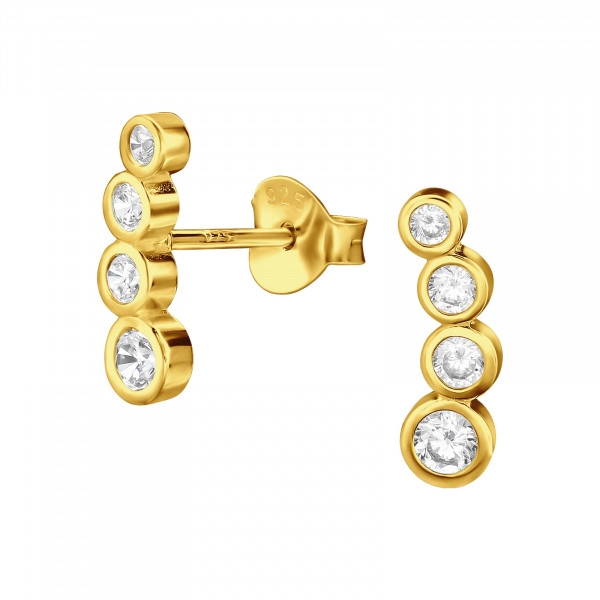Dazzling Connected Circles Sterling Silver Ear Studs with