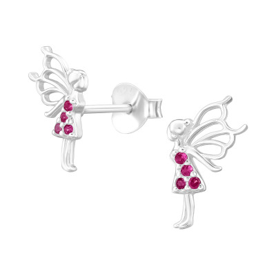 Angel Sterling Silver Ear Studs with Cubic Zirconia