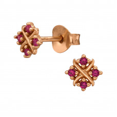 Cross Over X Sterling Silver Ear Studs with Cubic Zirconia
