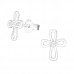 Silver Cross Ear Studs with Cubic Zirconia