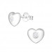 Silver Heart Ear Studs with Cubic Zirconia