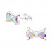 Silver Bow Tie Ear Studs with Cubic Zirconia