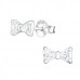 Silver Bow Tie Ear Studs with Cubic Zirconia