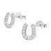 Silver Horseshoe Ear Studs with Cubic Zirconia