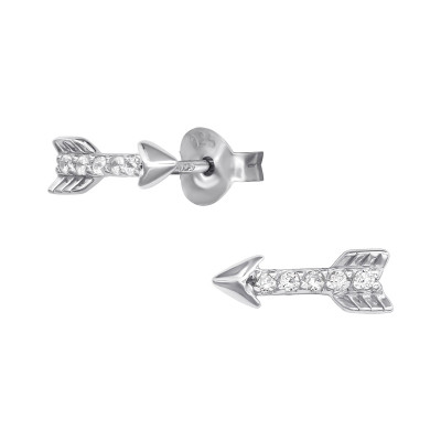 Arrow Sterling Silver Ear Studs with Cubic Zirconia