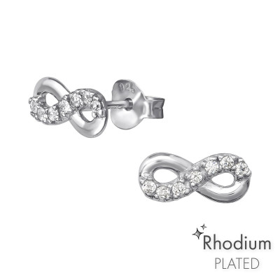 Silver Infinity Ear Studs with Cubic Zirconia